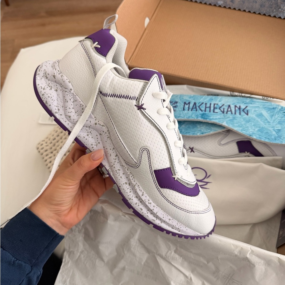 Men's White and Purple Athletic Shoes